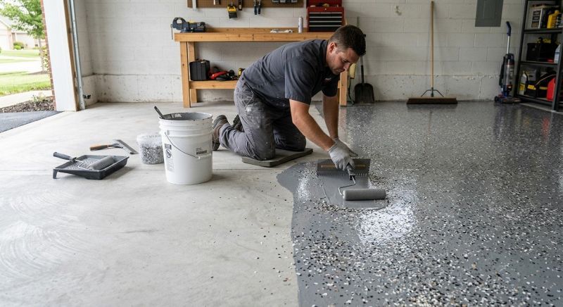 Speckled Garage Floor Painting in Alexandria, VA